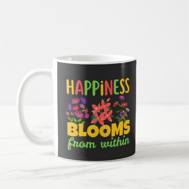 Glück blüht aus innerem Glück Frühling Kaffeetasse (Links)