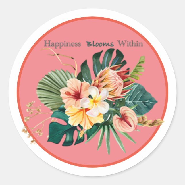 Glück blüht im klassischen Sticker (Vorderseite)