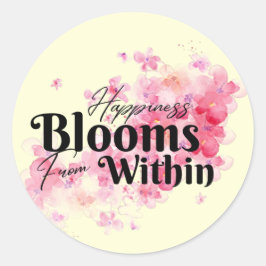 Glück blüht von innen runder aufkleber