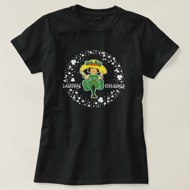 Glück Charm. Little Irish Girl St. Patrick's Day T-Shirt (Design vorne)