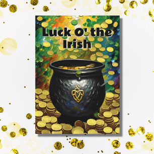 Glück der Iren St. Patrick‑Tag Goldtopf Karte