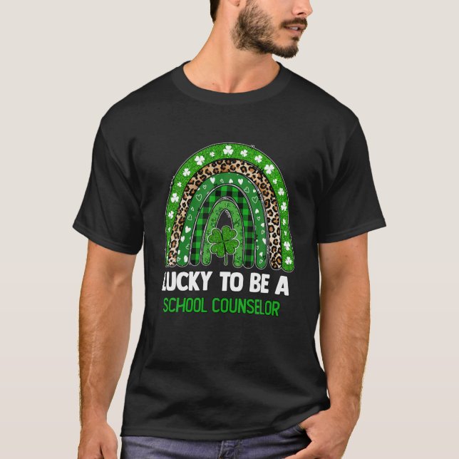 Glück, ein Berater Leopard Rainbow St Patrick zu s T-Shirt (Vorderseite)