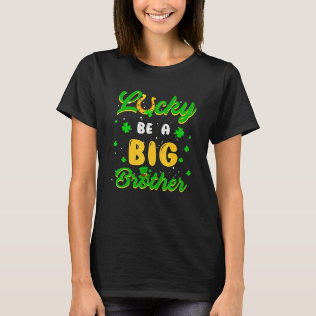 Glück, ein großer Bruder St Patrick's Day Gender z T-Shirt (Vorderseite)