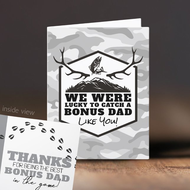 Glück, einen Bonus-Vater wie Sie zu erlangen Dankeskarte (We Were Lucky to Catch You Folding Card for the bonus dad in your life!)