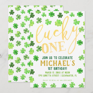 Glück Eins St. Patrick's Day 1. Geburtstag Einladung