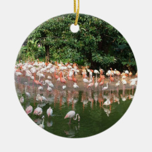 Glück Flamingo Schwarm Keramik Ornament