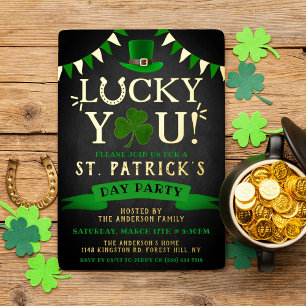Glück gehabt! St. Patrick's Day Party Echt Folieneinladung