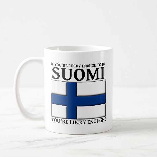 Glück genug, um Suomi finnische Tasse zu sein (Links)