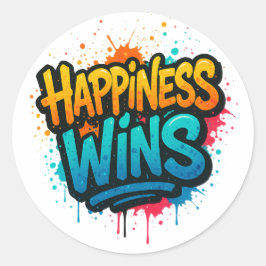 Glück gewinnt Graffiti-Design Runder Aufkleber