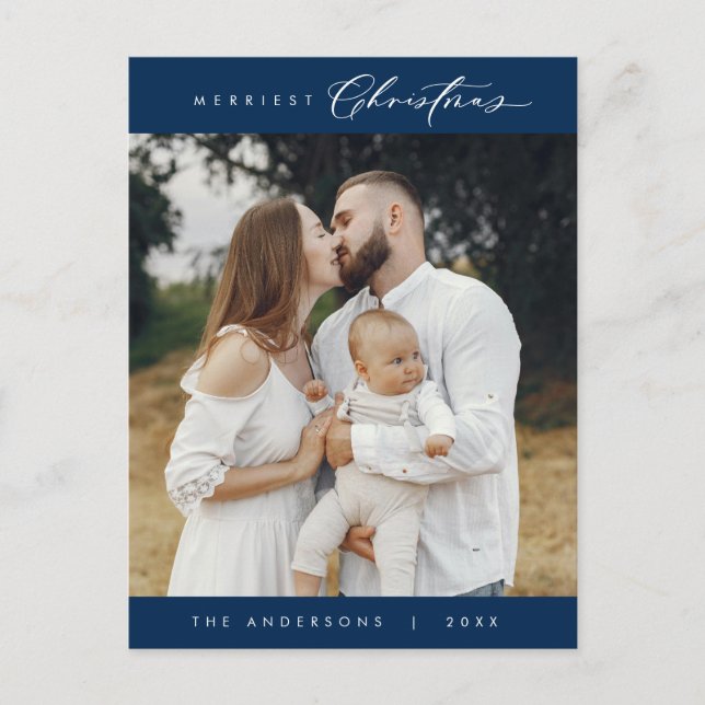 Glück Gruß frohe Weihnachten Familie Foto Postkarte (Vorderseite)