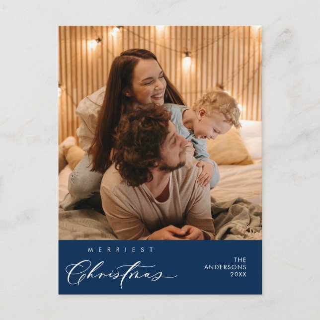 Glück Gruß frohe Weihnachten Familie Foto Postkarte (Vorderseite)