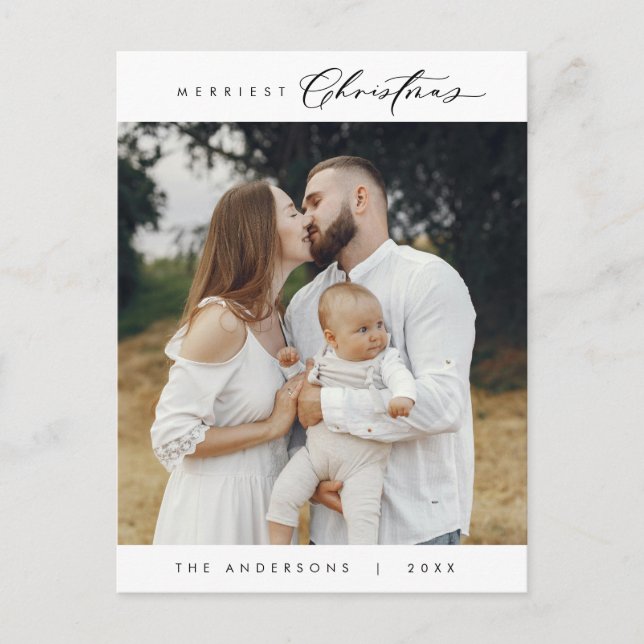 Glück Gruß frohe Weihnachten Familie Foto Postkarte (Vorderseite)