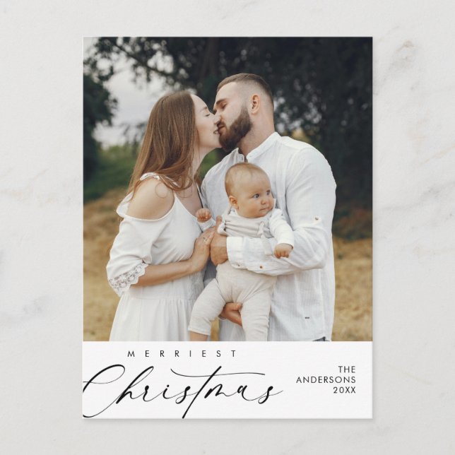 Glück Gruß frohe Weihnachten Familie Foto Postkarte (Vorderseite)