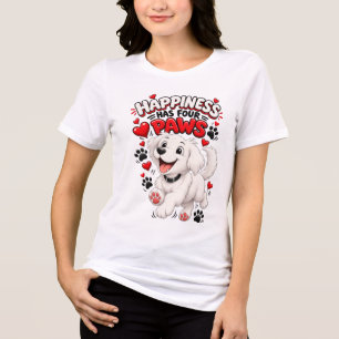 Glück Hat Vier Pfoten Süßes Hund T-Shirt Tri-Blend Shirt