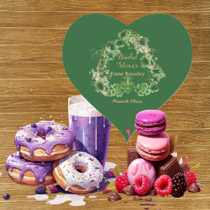 Glück im Kleeblatt der Liebe Grünes Gold Brautpart Herz-Aufkleber