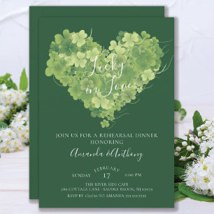 Glück im Liebe Shamrock Herz Probedinner Einladung
