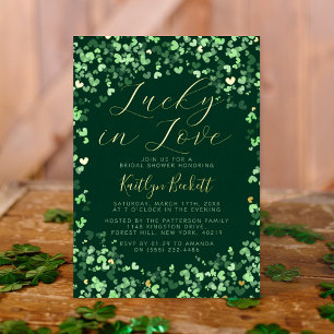 Glück im Liebes St. Patrick's Day Brautparty Echt Folieneinladung