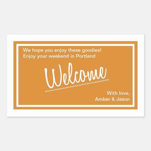 Glück in der Liebe - Begrüßungsbeutel - Mandarine Rechteckiger Aufkleber (Vorderseite)