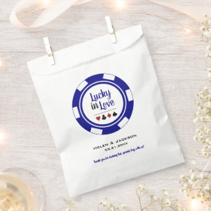 Glück in der Liebe Blue White Poker Chip Gastgesch Geschenktütchen