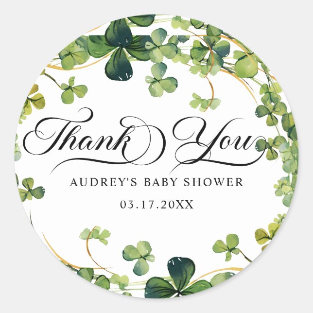 Glück in der Liebe Brautparty Grünes Kleeblatt Runder Aufkleber (Vorderseite)