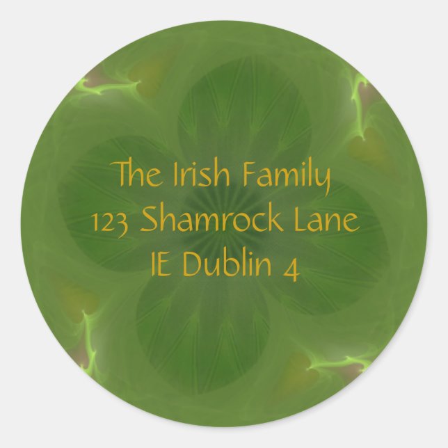 Glück in der Liebe Clover & Hearts Fraktal Runder Aufkleber (Vorderseite)