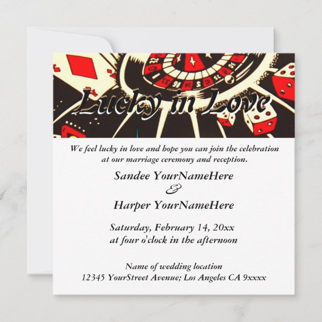 Glück in der Liebe Einladung Hochzeit (Vorderseite)