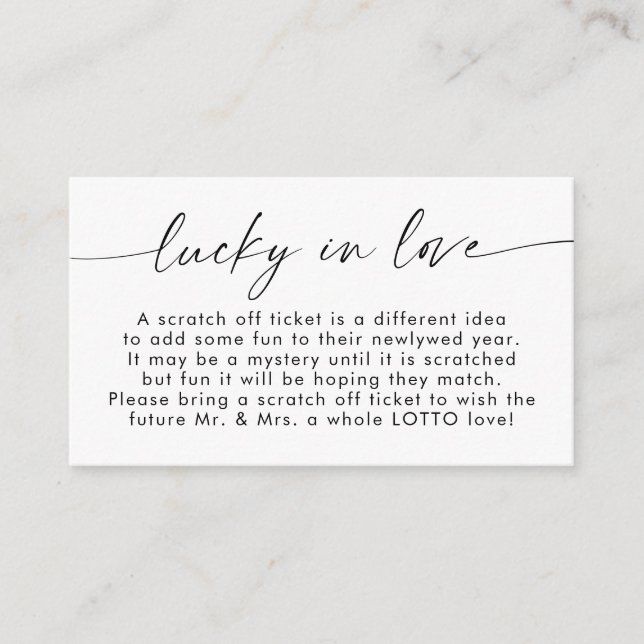 Glück in der Liebe, Eintrittskarte für Lotterien Begleitkarte (Vorderseite)