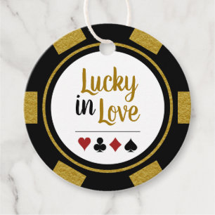 Glück in der Liebe Gold Black Poker Chip Hochzeit Geschenkanhänger