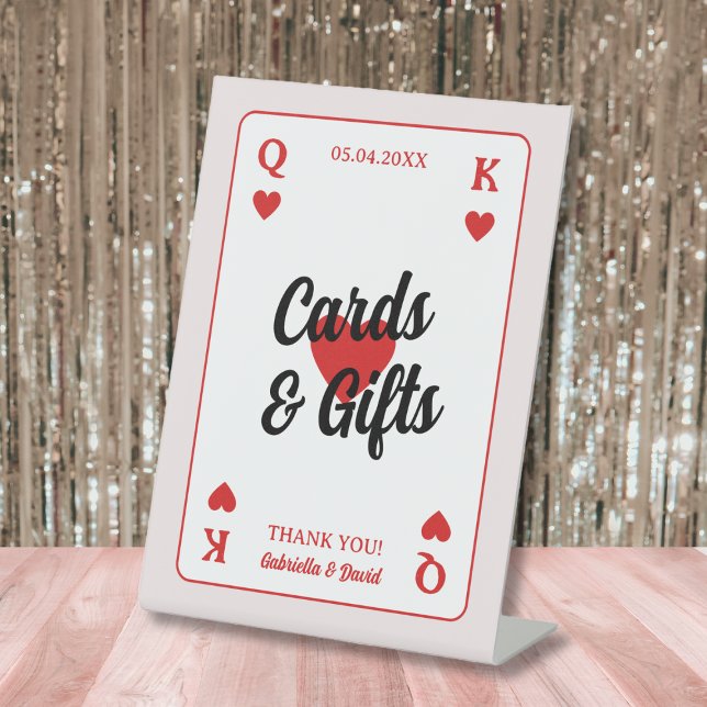 Glück in der Liebe Herz Paare Duschkarten Geschenk Sockelschild (Lucky In Love Hearts Couples Shower Cards Gifts Pedestal Sign)