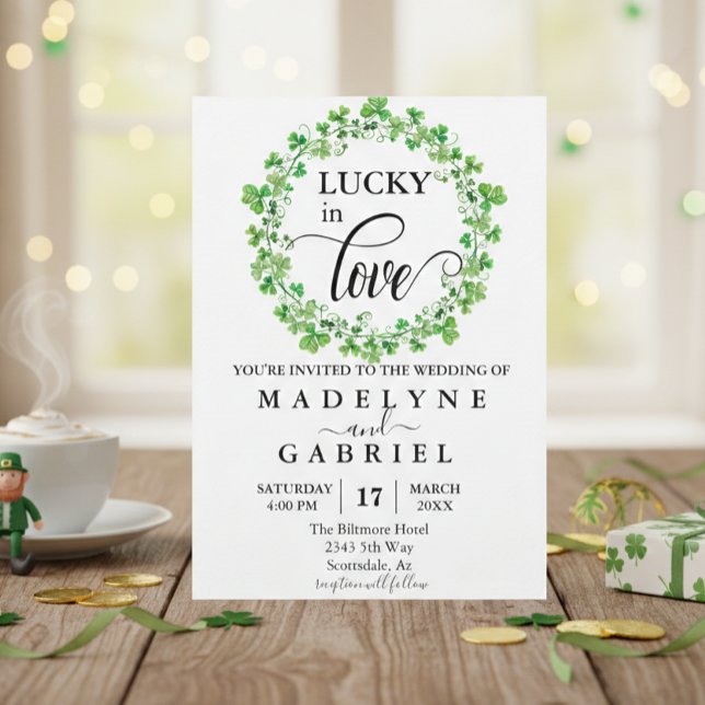 Glück in der Liebe Hochzeit St. Patrick's Day Clov Einladung (Von Creator hochgeladen)