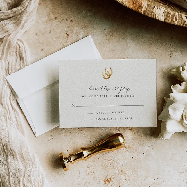 Glück in der Liebe Horseshoe Wedding RSVP Card (Von Creator hochgeladen)