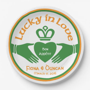Glück in der Liebe Irish Claddagh Wedding Pappteller