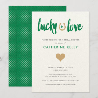 Glück in der Liebe Irish Horseshoe Brautparty Gree Einladung