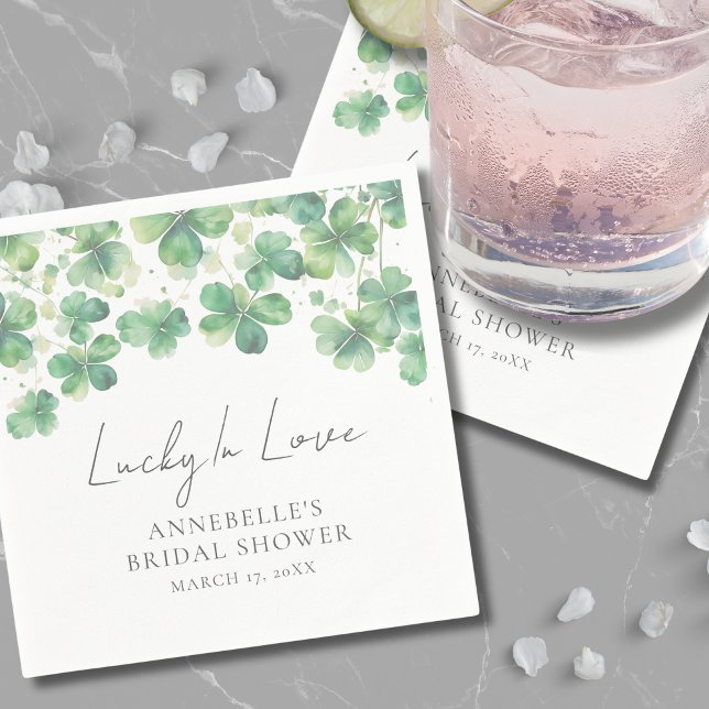 Glück in der Liebe Kleeblatt Kleber Brautparty Serviette (Lucky In Love Shamrock Clover Bridal Shower Napkins

)