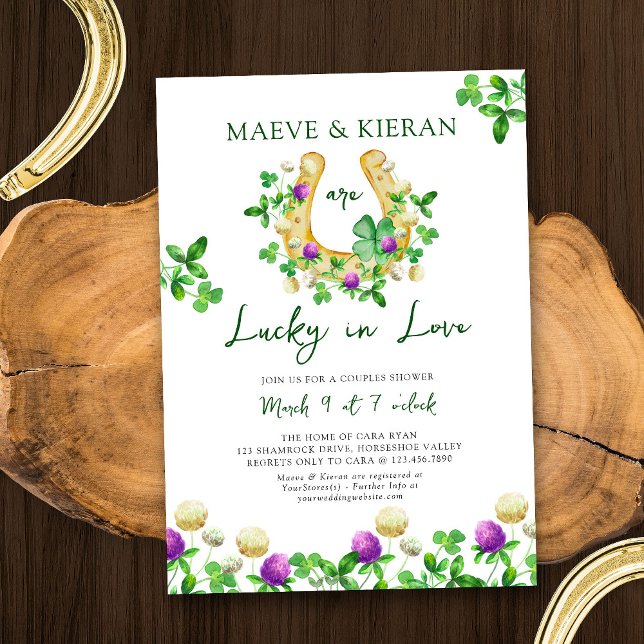 Glück in der Liebe Kleeblatts und Clover Couples D Einladung (Lucky in Love Couples Shower Invitation)