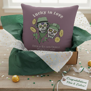 Glück in der Liebe Lila Irish Sugar Skulls neu ver Kissen