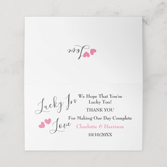 Glück in der Liebe Lottery Ticket Holder Platzkart Platzkarte (Außenseite Aufgefaltet)