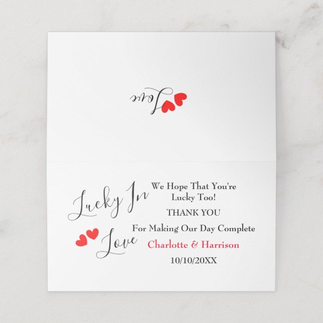 Glück in der Liebe Lottery Ticket Holder Platzkarte (Außenseite Aufgefaltet)