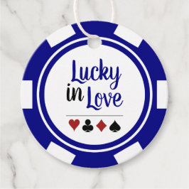 Glück in der Liebe Navy Blue und White Vegas Hochz Geschenkanhänger