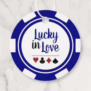 Glück in der Liebe Navy Blue und White Vegas Hochz Geschenkanhänger