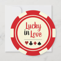 Glück in der Liebe Poker Chip Rot Offweiße Hochzei
