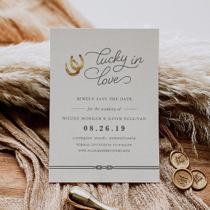 Glück in der Liebe   Rustikale Hufeisen Hochzeit Save The Date