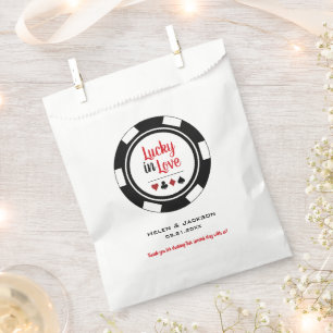 Glück in der Liebe Schwarz-weißer Poker Chip Hochz Geschenktütchen
