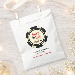 Glück in der Liebe Schwarzes Crem Weiße Poker Chip Geschenktütchen