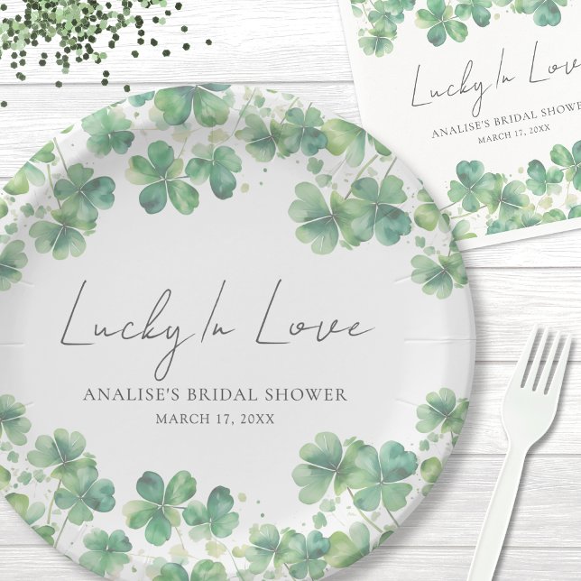Glück in der Liebe St. Patrick's Day Brautparty Pappteller (Lucky In Love St. Patrick's Day Bridal Shower Paper Plates)