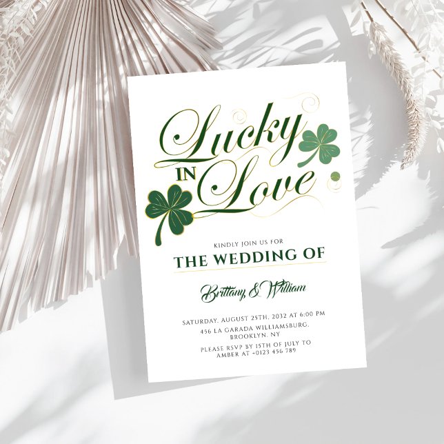 Glück in der Liebe St. Patrick's Modern Wedding Einladung (Von Creator hochgeladen)