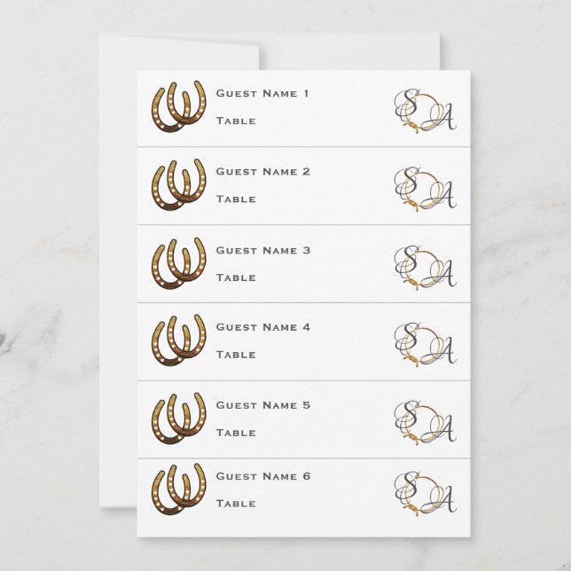 Glück in der Liebe Western Horseshoe Hochzeit Plat Einladung (Vorderseite)