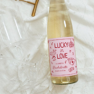 Glück in der Liebe Whimsical Hand Drawn Bacheloret Weinetikett