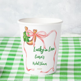 Glück in Liebe Kleeblatt Bänder Brautparty Pappbecher