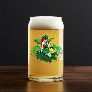 Glück Iris Grün Fee Rotes Haar Kleeblatt Dosenglas